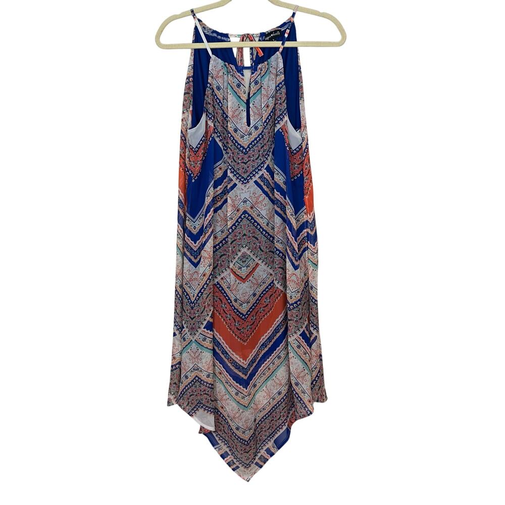 Sequin Hearts Scarf Dress Halter Keyhole Bohemian‎ Sheer Lined Side Slit Small